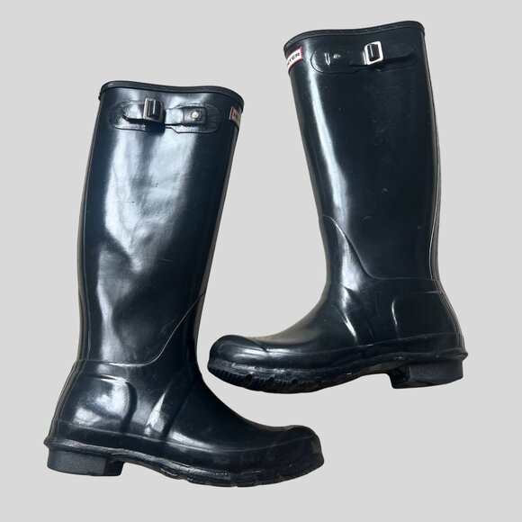 Hunter Original Gloss Tall Black Rain Boots – Size 7 (US) - Picture 2 of 10